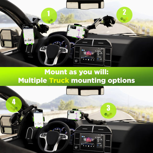 Truck Phone Holder Mount, Heavy Duty Cell Phone Holder for Dashboard Windshield, Compatible with iPhone & Samsung