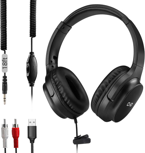 18 Ft / 5.5M Extra Long Cord Headphones for TV & PC
