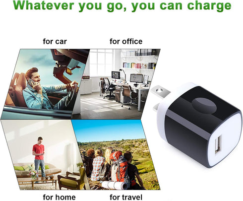 USB Charger Adapter, 1A Cube Charger Block 10PC Single Port Wall Outlet Charger for iPhone 14/13/12/11 Pro