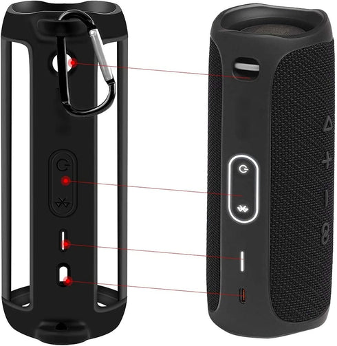 Silicone Case for FLIP 5 Portable Bluetooth Speaker, Gel Soft Skin Cover, Travel Carry Pouch with Strap (Not for Flip 6)