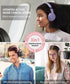 rockpapa E7 Over Ear Wireless Bluetooth Headphones with Mic, Foldable Wired/Wireless Headphones for Kids, Pink White