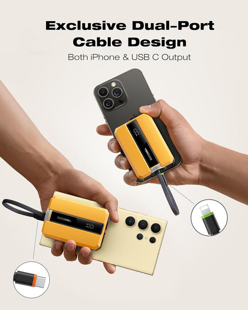 VEEKTOMX PD 30W Super Fast Charging Portable Charger 10000mAh, Small Power Bank with Detachable USB C Dual Ports