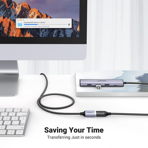 UGREEN USB 3.0 Extension Cable 2 Pack (6 FT + 6 FT) - Nylon Braided, Compatible with Webcam, Camera, Phone, and More.