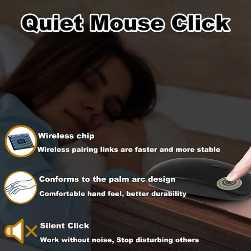 Bluetooth Wireless Keyboard and Mouse Combo, Ultra-Slim Ergonomic Rechargeable Set for Apple iPad, iPhone, Android