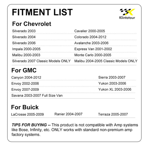 20042009/Chevy 20002012/GMC 20022012,Stereo Cable(4PCS) Radio Wiring Harness with Male and Female Plug Compatible