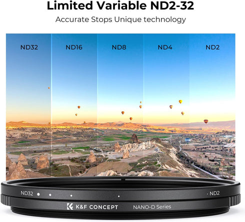 K&F Concept 67mm Variable ND2-32 ND Lens Filter, Waterproof Adjustable Neutral Density Camera Lens Filter