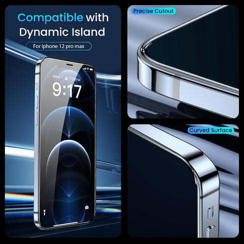 Fotbor iPhone 12 Pro Max Screen Protector & Camera Lens Protector, 3+3 Pack, HD Clear, Tempered Glass, Easy Install,
