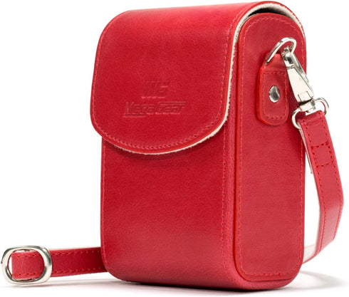 MegaGear Leather Camera Case with Strap for Panasonic Lumix DC-ZS80, DC-ZS70, DMC-LX10, DMC-ZS60, DMC-ZS100, Red