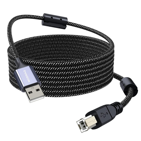 MOSWAG Long Printer Cable 16.4FT/5M, USB Type A to Type B Scanner Cord, High Speed Compatible with HP, Canon, Epson