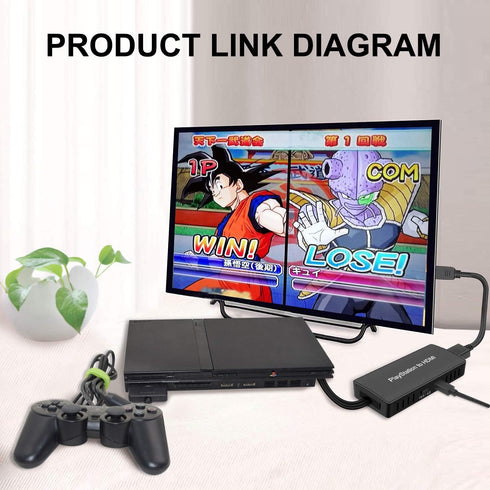 Y.D.F PS2 to HDMI Adapter, PS2 HDMI Cable, Supports 4:3/16:9 Aspect Ratio, Works for PlayStation 1/2
