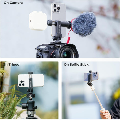 K&F Concept Phone Tripod Mount, Universal Smartphone Adapter with 2 Cold Shoe Mounts for Horizontal and Vertical