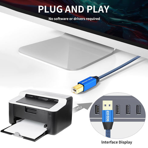 40ft Active USB A to B Cable - High Speed Long Printer USB