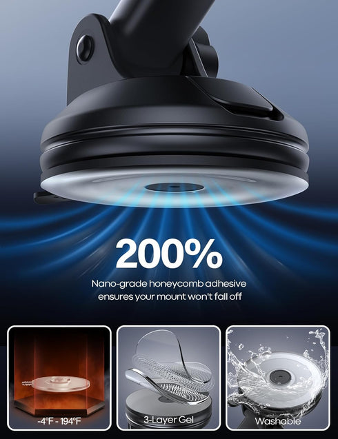 Lamicall Cell Phone Holder Car, Ultra 70LBS Suction Phone Mount for Car Dashboard for iPhone Samsung