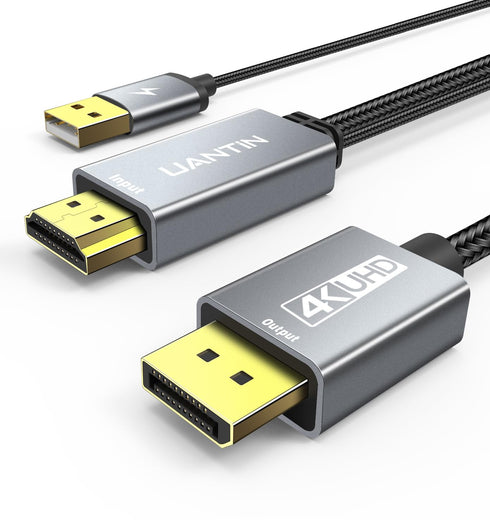UANTIN Active HDMI to DisplayPort Cable (4K 60Hz,1080p@120Hz) 10FT Uni-Directional HDMI Source