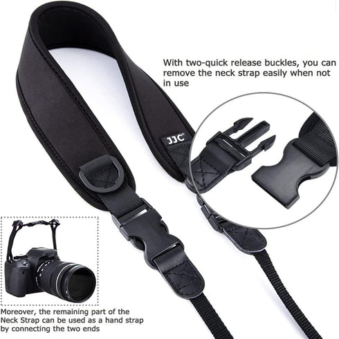 JJC Quick Release Neck Strap for Mirrorless DSLR Cameras - Canon R100, R8, R50, Rebel T8i, T7i, 4000D, 90D, Sony A6700,