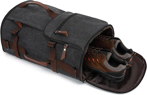 Backpack 4-Way Kalesi Gym Duffle Bag Vintage canvas with Shoes Compartment for travel Sport Hiking laptop (Vintage