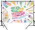 Happy Birthday Backdrop Painting, Let's Put The Art in Party Background for Photography, 7x5ft Decoration Supplies