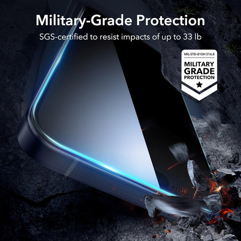 ESR iPhone 15 Pro Screen Protector 3 Pack - Black Edge Tempered Glass, 2.5D Curved, Full-Coverage, Scratch Resistant.
