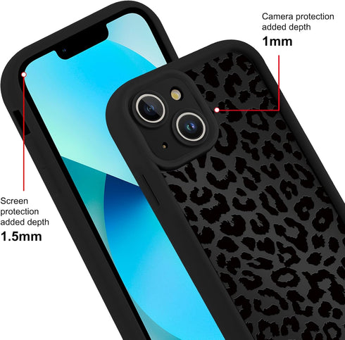 lioscre 13 6.1", Cute Cheetah Print Phone Case for iPhone Case Aesthetic Luxury Black Leopard Pattern Design Cover