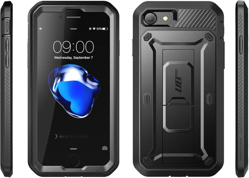 SUPCASE Unicorn Beetle Pro Case for iPhone SE 3rd/2nd Gen, iPhone 7/8 - Rugged, Black, with Screen Protector & Stand.