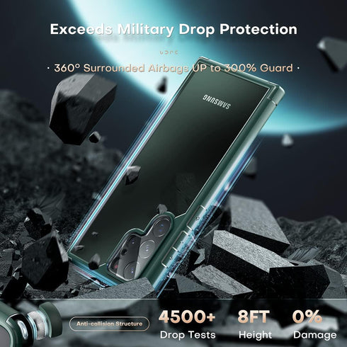 TOCOL Translucent Matte Case for Samsung Galaxy S22 Ultra - Military Grade Shockproof, Slim Fit Protective Cover (Green)