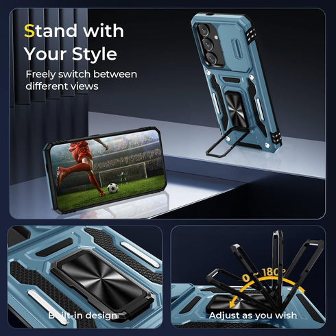 WRJ Case for Galaxy S24 with Slide Camera Cover, Screen Protector, Military Grade Protection - Sky Blue