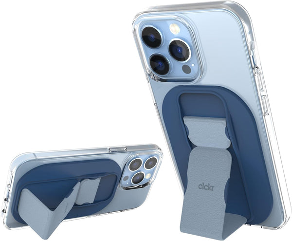 CLCKR Phone Holder & Grip for MagSafe, Adjustable Magnetic Stand & Finger Holder for iPhone 15, 14, 13, 12 Models – Blue