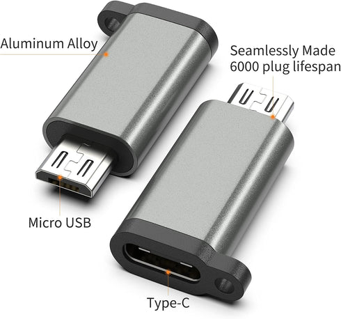 USB-C to Micro USB Adapter, 3-Pack USB Type C Female to Micro USB Male Converter USB C to Micro B 2.0 Charge & Data Sync Compatible with Samsung Galaxy S7 S6 J7 Note 5 Kindle Ps4 and More -Grey