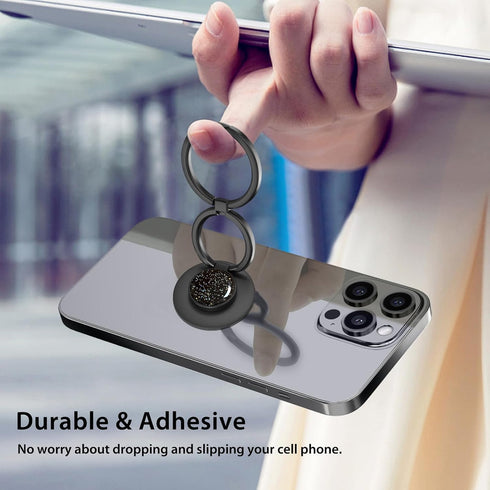 MonIdea Phone Grip, Phone Ring Holder Finger Kickstand, Foldable & Adjustable Double Metal Cell Phone Rings Gripper