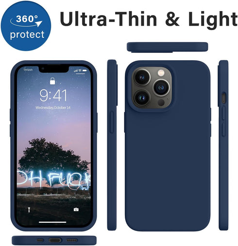 AOTESIER iPhone 13 Pro Case, Navy Blue, Military Shockproof Liquid Silicone with Soft Anti-Scratch Microfiber Lining