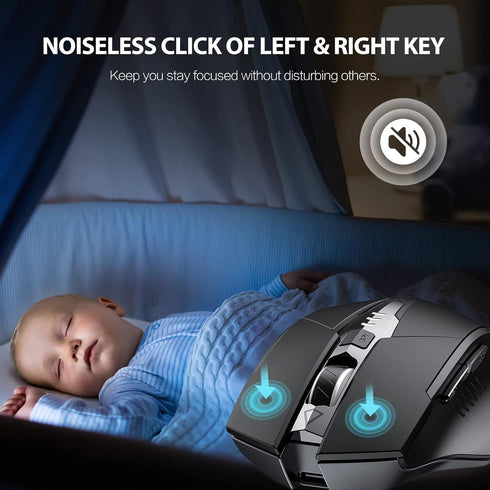 INPHIC Wireless Mouse, Upgraded Battery Level Visible, Large Ergonomic Rechargeable 2.4G Optical PC Laptop Cordless