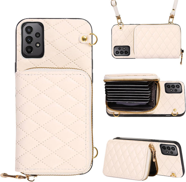 Furiet Detachable Crossbody Strap Wallet Case for Samsung Galaxy A23 5G/4G, with Zipper Purse, Multi Card Slots and PU