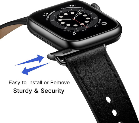 OUHENG Compatible Apple Watch Band 42mm/41mm/40mm/38mm, Genuine Leather Replacement Strap for iWatch SE2 Series 10-1