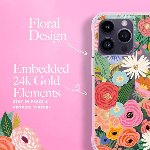 Rifle Paper Co. Cute iPhone 14 Pro Case with Floral Pattern, 10FT Drop Protection, Anti-Scratch Tech, Slim Fit - Garden