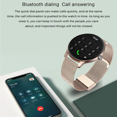 Smart Watch,1.3”Smartwatch for Women(Answer/Make Call), Fitness Tracker with 100+ Sport Modes, IP67 Waterproof, Heart Rate&Sleep Monitor, Activity Tracker for iOS Android (stainless steel, Rose Gold)