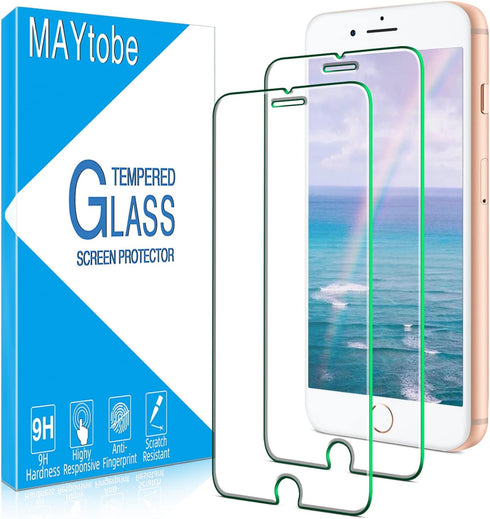 MAYtobe [2 Pack Tempered Glass For iPhone 8 Plus, 7 Plus, 6S