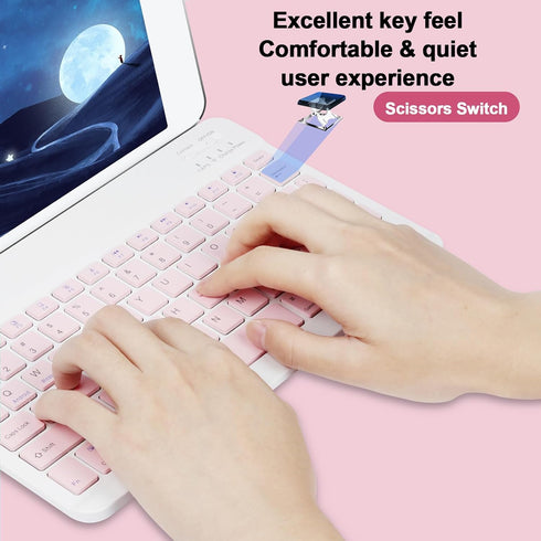 Bluetooth Keyboard and Mouse Combo - Ultra-Slim Portable Rechargeable Wireless Set for iPad/Mac OS, Android, Windows