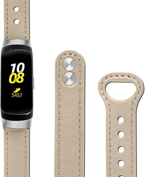 FitTurn Leather Quick Release Watch Band Strap Compatible with Samsung Galaxy Fit SM-R370 Fitness Tracker for Women Men