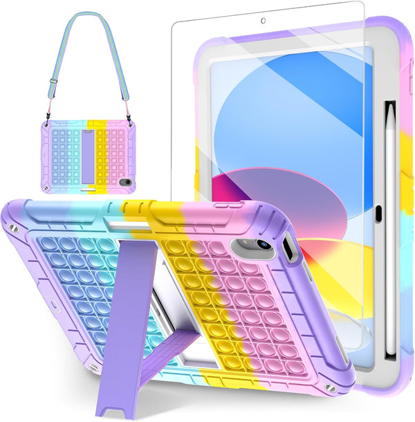 TSQQST Case for iPad (A16) 11th/10th Generation for Autism with Glass Screen Protector