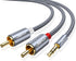 JSAUX 4ft/1.2M Aux to RCA Adapter - Nylon Braided Male to Male Jack for Smartphones, Tablets, Speakers, HDTV (Grey)