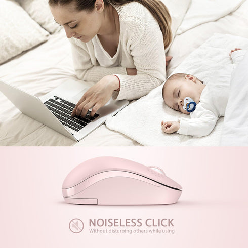 seenda Wireless Mouse, 2.4G Noiseless Mouse with USB Receiver, Portable Computer Mice, Pink