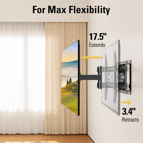 Mounting Dream TV Wall Mount for 32-65 Inch TV, Full Motion with Swivel and Tilt, Articulating Dual Arms, Max VESA