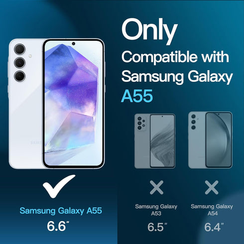 JETech Screen Protector for Samsung Galaxy A55 5G, 6.6-Inch, 9H Tempered Glass Film, HD Clear, Anti-Scratch, 3-Pack