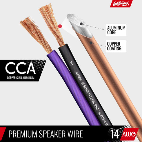 Install Link 14 AWG Gauge Speaker Wire Cable (250 Feet) for Stereo, Car or Home Theater, CCA