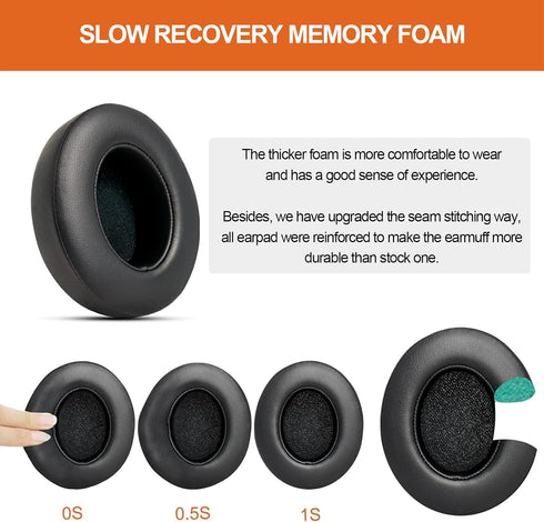 Replacement Ear Pads for Beats Studio 3, Earpad Cushions for Beats Studio 2 3 Wired & Wireless Headphones (Black)