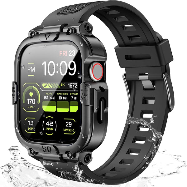 Dsytom Waterproof Case with Band | Rugged Shockproof Smartwatch Strap for Apple Watch 45mm 44mm 41mm 40mm