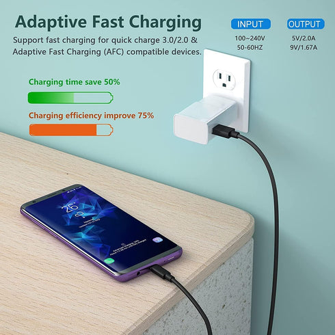 Eversame 6-Pack Adaptive Fast Charging Wall Charger, USB Block for Samsung Galaxy, iPhone, LG, HTC