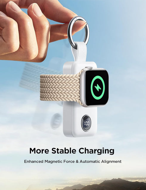 JOYROOM Portable 2000mAh Wireless Charger for Apple Watch Series 9/8/7/6/5/4/3/2/SE/Ultra/Ultra 2, Compact Magnetic