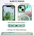 Lamcase iPhone 13/14 Case, Magnetic Invisible Ring Stand, Rugged Slim Shockproof Marble Design, Dark Green