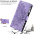 Asuwish Wallet Phone Case for Samsung Galaxy Note 10 5G - Mandala Flower, Zipper Card Holder, Tempered Glass, Purple.